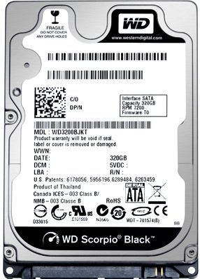 Disco duro interno Western Digital WD Scorpio Black - 500 GB - SATA 3 Gb/s - Buffer 16 MB - 7200 rpm - 2.5'' - Mobile - 5 años de garantía (WD5000BPKT)
