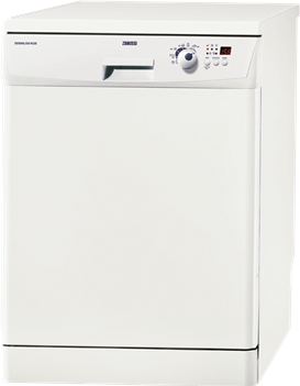 Lavavajillas Zanussi ZDF 3016 Tempoline Plus con tecnología de lavado «Aqua-Pulse», Display LCD, Inicio diferido, Decibelios: 49 dB(A), Blanco, A/A/A