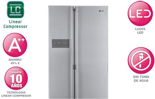 Frigorífico Side by Side LG GS5264AVJZ Linear Compressor A++ Acero inoxidable