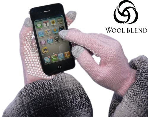 460-02 Sandberg Touch Screen Gloves Pink - Guantes de lana con fibras conductoras en los dedos para usar pantallas táctiles con las manos calentitas