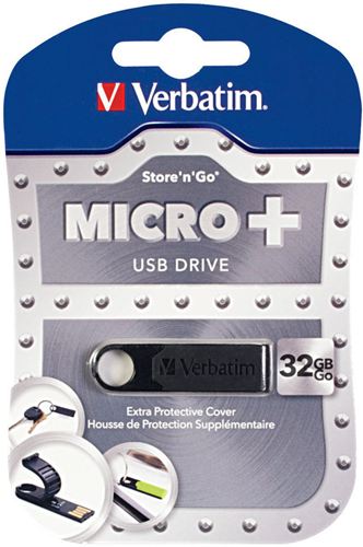Memoria USB Micro+ Verbatim de 32 GB - Negra, USB 3.0, Goma protectora, Robusto, Compacto, Ligero, PC, MAC, Linux ¡¡ 3 GRAMOS !!