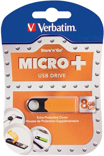 Memoria USB Micro+ Verbatim de 8 GB - Naranja volcánico, USB 3.0, Goma protectora, Robusto, Compacto, Ligero, PC, MAC, Linux ¡¡ 3 GRAMOS !!