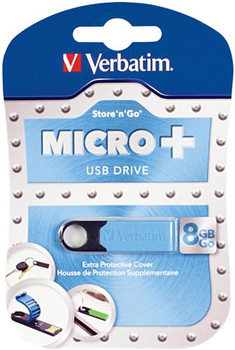 Memoria USB Micro+ Verbatim de 8 GB - Azul turquesa, USB 3.0, Goma protectora, Robusto, Compacto, Ligero, PC, MAC, Linux ¡¡ 3 GRAMOS !!