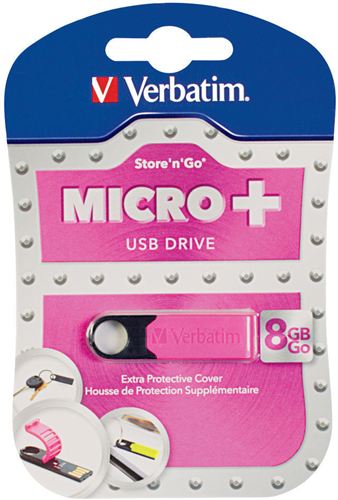 Memoria USB Micro+ Verbatim de 8 GB - Rosa intenso, USB 3.0, Goma protectora, Robusto, Compacto, Ligero, PC, MAC, Linux ¡¡ 3 GRAMOS !!