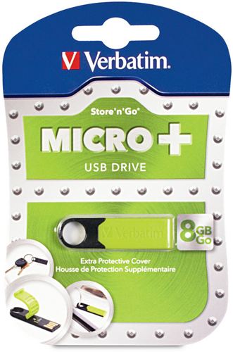 Memoria USB Micro+ Verbatim de 8 GB - Verde eucalipto, USB 3.0, Goma protectora, Robusto, Compacto, Ligero, PC, MAC, Linux ¡¡ 3 GRAMOS !!