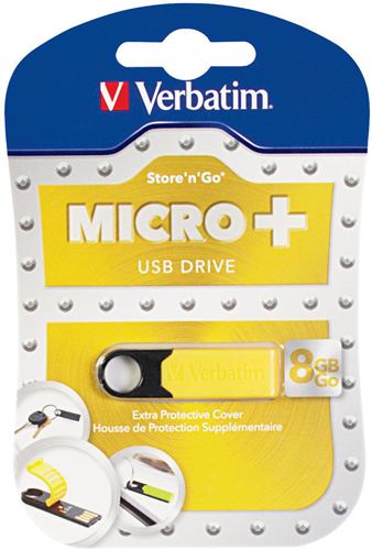 Memoria USB Micro+ Verbatim de 8 GB - Amarillo besado por el sol, USB 3.0, Goma protectora, Robusto, Compacto, Ligero, PC, MAC, Linux ¡¡ 3 GRAMOS !!