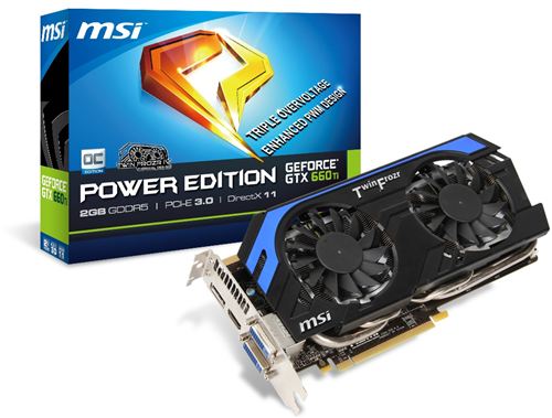 Tarjeta Gráfica GeForce GTX 660 3D MSI N660Ti PE 2GD5/OC - PCI Express x16 3.0, 2 GB GDDR5 192 bits 6008MHz, 2560x1600, GPU 1019MHz, Display Port / DVI-D / DVI-I / HDMI , SLI®, PhysX®