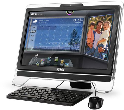 Ordenador Sobremesa AIO MSI Wind Top AE2050 Serie Entertainment, LCD Multi Táctil 20" 1600x900, 16:9, AMD® Dual Core E450 1.65GHz, 4GB DDR3, 500GB SATA2, AMD® Radeon™ HD 6310, HDMI, WiFi, Negro