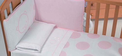 Juego de sabanas de cuna 120 x 60 Basic by Micuna TX-821 MOON Blanco y rosa