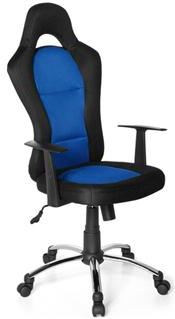 Silla de Oficina Deportiva RACER 500, Diseño espectacular, Base de aluminio, en Negro y Azul