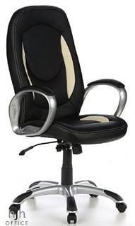 Silla Exclusiva Diseño Deportivo RACER 300, maxima comodidad en Piel sintetica, color Negro/Crema