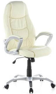 Sillon de Ejecutivo LIDO en piel crema, reposabrazos curvados, costuras alta calidad, Color Crema