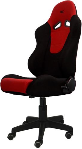 Silla de oficina deportiva BCCORONA tipo RACER con soporte de ruedas y regulación del altura color rojo (Homologada para montar también en el coche)