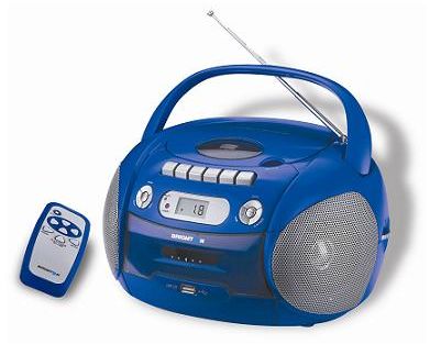 Radio Cassete con CD portátil Brigmton W-912A con Reproductor MP3-CD/CD-R/CD-RW · Entrada USB · Mando a distancia · Ideal para seguir cursos y métodos de idiomas