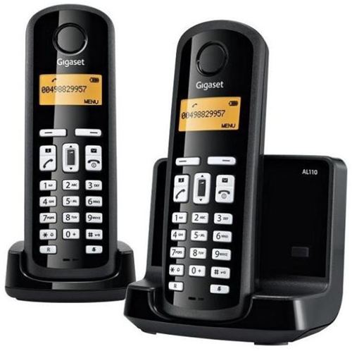Teléfono inalámbrico Siemens Gigaset AL110 DUO - Negro - El teléfono inalámbrico de confianza para llamar con sólo conectarlo.