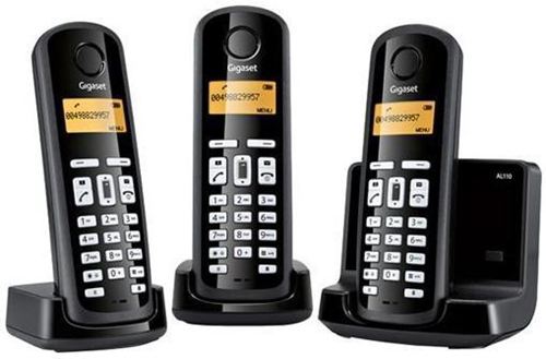 Pack de tres teléfonos inalámbricos Gigaset AL110 Trio - Negro - El teléfono inalámbrico de confianza para llamar con solo conectarlo