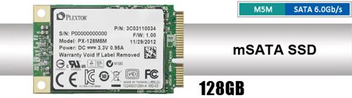 Unidad de estado sólido SSD Plextor PX-128M5M - 128GB SSD mSATA - 6 Gb/s - JEDEC MO-300 - 256 MB DDR3 - 540/320MBPS - AES 256