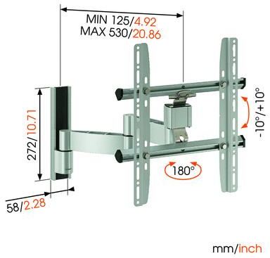 Vogel´s - WALL 1245 PLATA Soporte de pared LED/LCD/Plasma TILT AND TURN 180º 26"- 42"