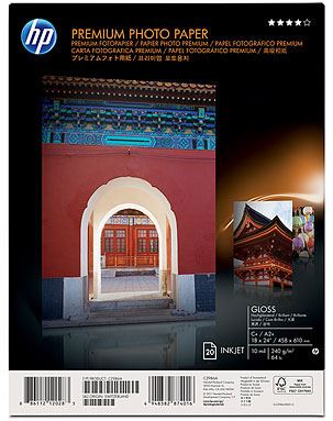 HP CZ986A - HP Premium Photo Paper · Papel de fotografía satinado · ARCH C (457.2 x 609.6 mm) · 240 g/m2 · 20 hoja(s) · para DesignJet 111, 130, 40XX, 45XX, 510, T1120, T12