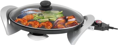 Elta Plancha Electrica Teppan Yaki - 1500W - Grill - Anti-adherente - Asas de Tacto frio - Termostato Regulable - Facil de limpiar