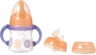 Biberón Antifugas 3 Flujos Sin Asas de Cuello Estrecho 120 ml de Tigex. A partir de los 6 meses, con tetina de Silicona.