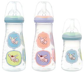 Biberón Evolutivo Con Asas de Cuello Estrecho 300 ml de Tigex. A partir de los 6 meses, con tetina de Látex.