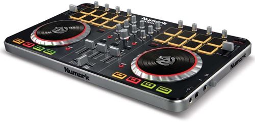 Controlador de sobremesa Numark MixTrack Pro II para software DJ con interface USB/MIDI, 16 pads de Orbit goma retroiluminados, 16 controles de efectos dedicados y entradas/salidas de audio.
