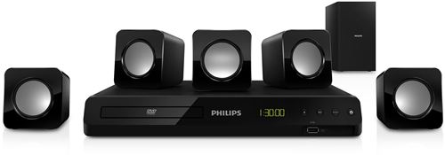 Home cinema Philips HTS2511 - Sistema de cine en casa 5.1 - Potente sonido Surround de los altavoces compactos - Potencia 300 W RMS