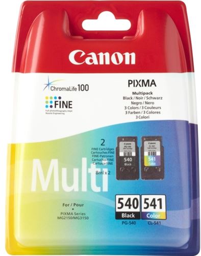 Canon PG-540 / CL-541 Multipack - Cartucho de impresión - 1 x negro, color (cian, magenta, amarillo) - para PIXMA MG2250, MG3150, MG3250, MG4150, MG4250, MX375, MX395, MX435, MX455, MX515, MX525