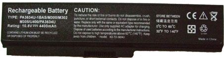 BateríaToshiba PA3634U-1BRS de Li-Ion, 6 celdas, 4400mAh, RoHS para el Sat Pro U500